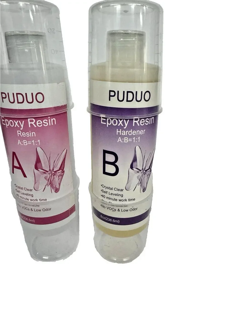 (RB) PUDUO Epoxy Resin Kit 16oz 1:1 Crystal Clear Self Leveling Resin & Hardener - Picture 3 of 4